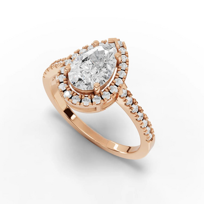 1.5 Carat Center Pear, Round Cut Moissanite Diamond Engagement Ring