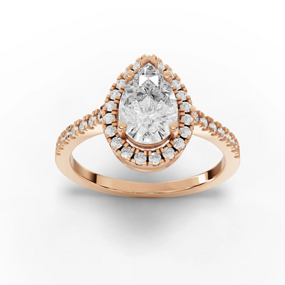 1.5 Carat Center Pear, Round Cut Moissanite Diamond Engagement Ring