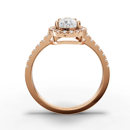 1.5 Carat Center Pear, Round Cut Moissanite Diamond Engagement Ring