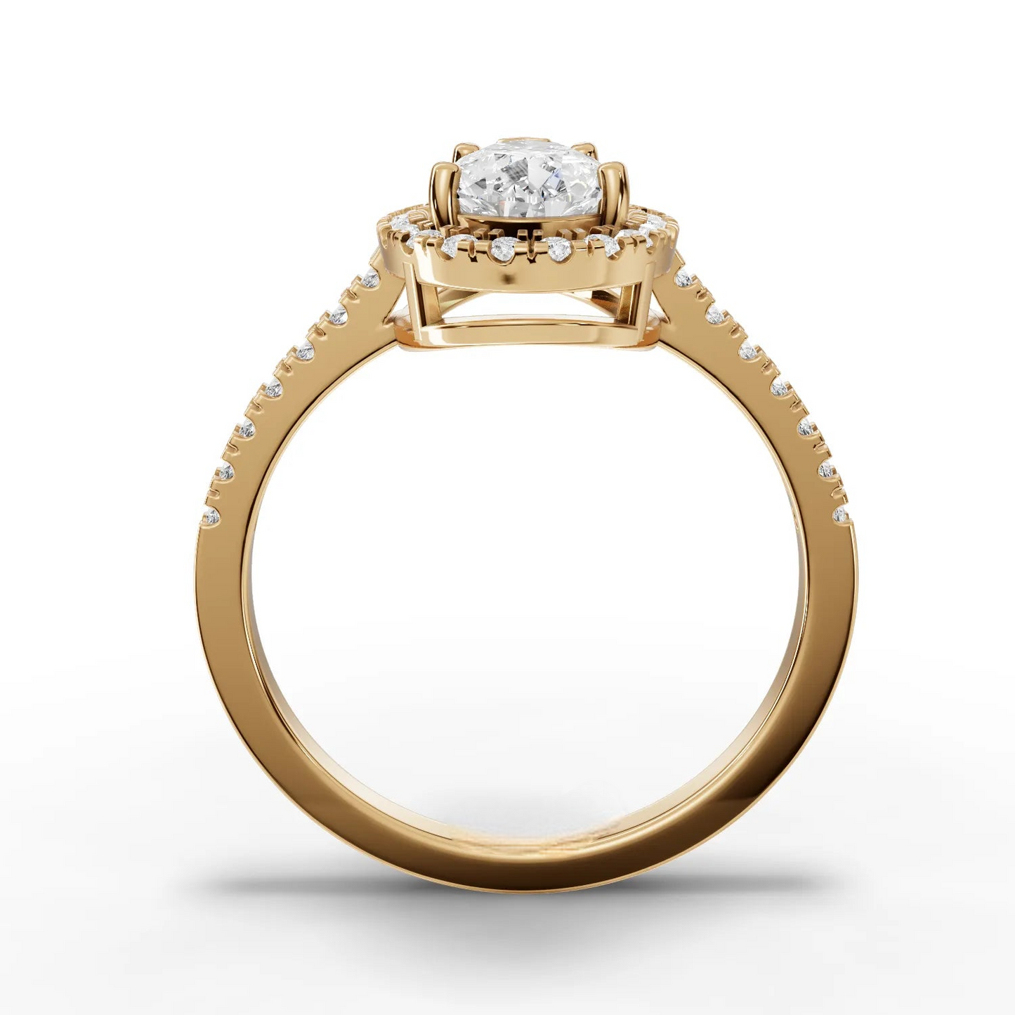 1.5 Carat Center Pear, Round Cut Moissanite Diamond Engagement Ring