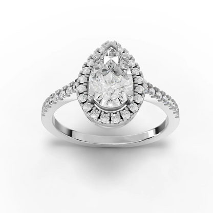 1.5 Carat Center Pear, Round Cut Moissanite Diamond Engagement Ring