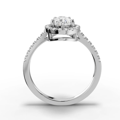 1.5 Carat Center Pear, Round Cut Moissanite Diamond Engagement Ring