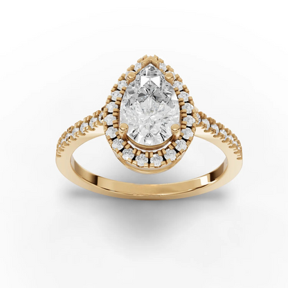1.5 Carat Center Pear, Round Cut Moissanite Diamond Engagement Ring