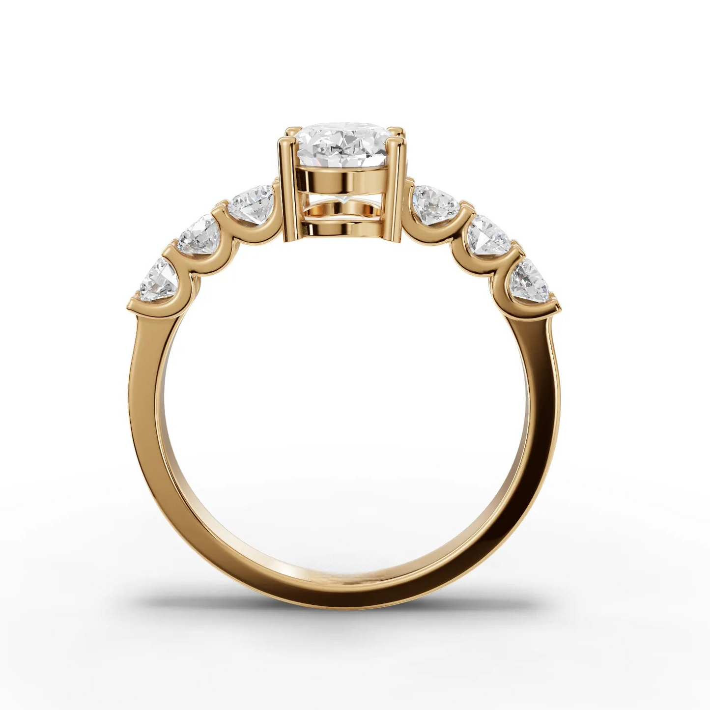 1.5 Carat Center Oval, Round Cut Moissanite Diamond Engagement Ring
