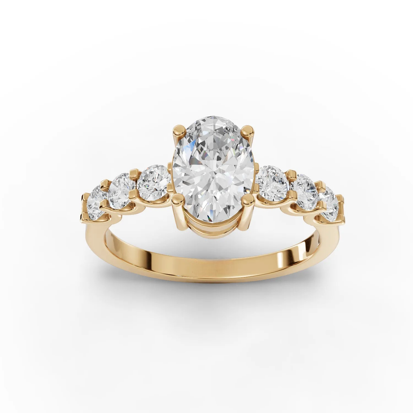 1.5 Carat Center Oval, Round Cut Moissanite Diamond Engagement Ring