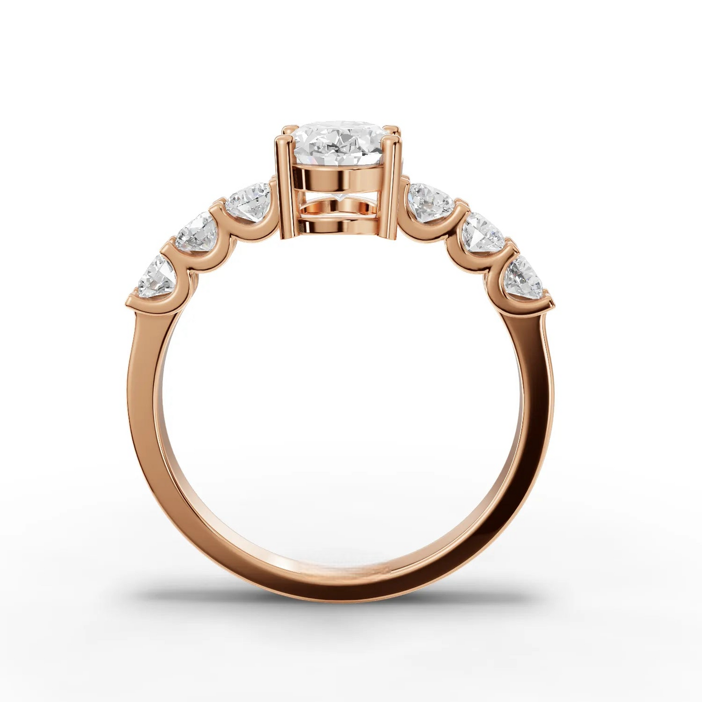 1.5 Carat Center Oval, Round Cut Moissanite Diamond Engagement Ring