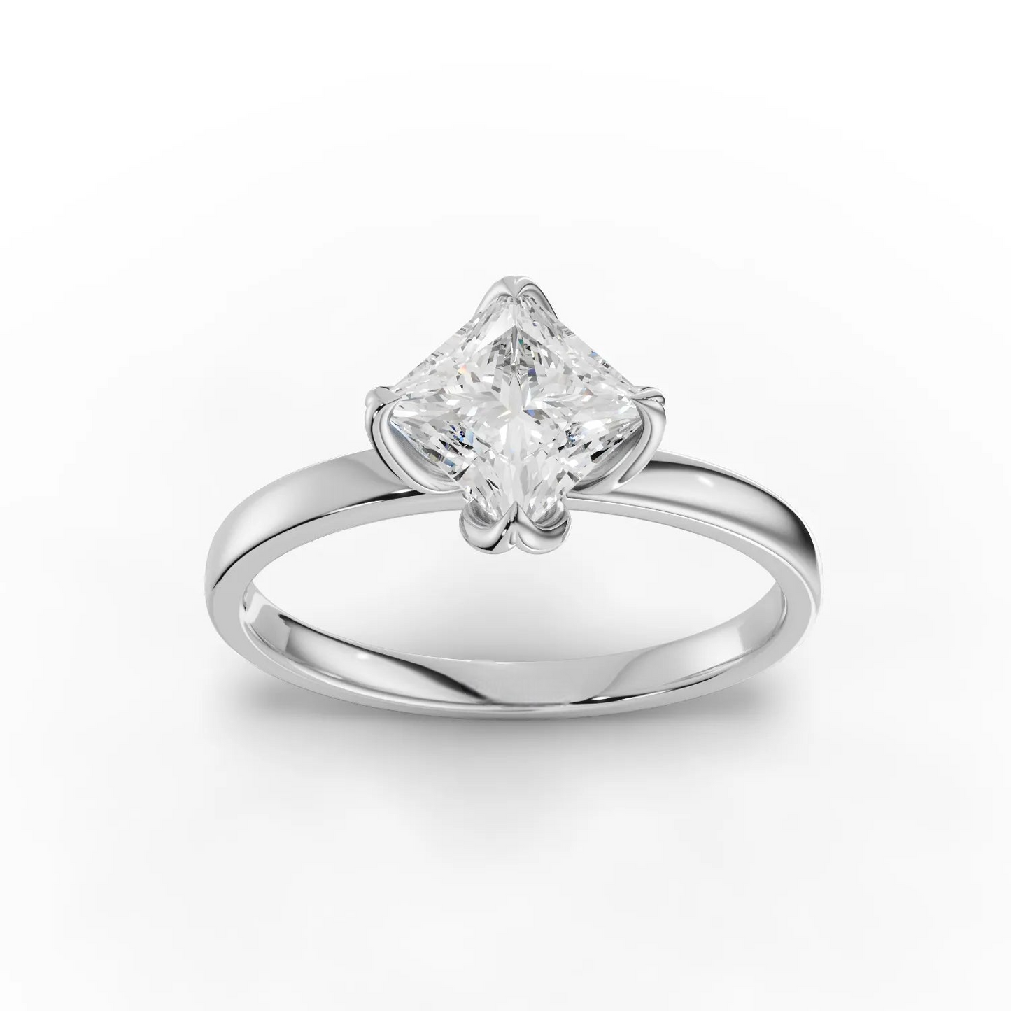 1 Carat Center Princess Cut Moissanite Diamond Engagement Ring