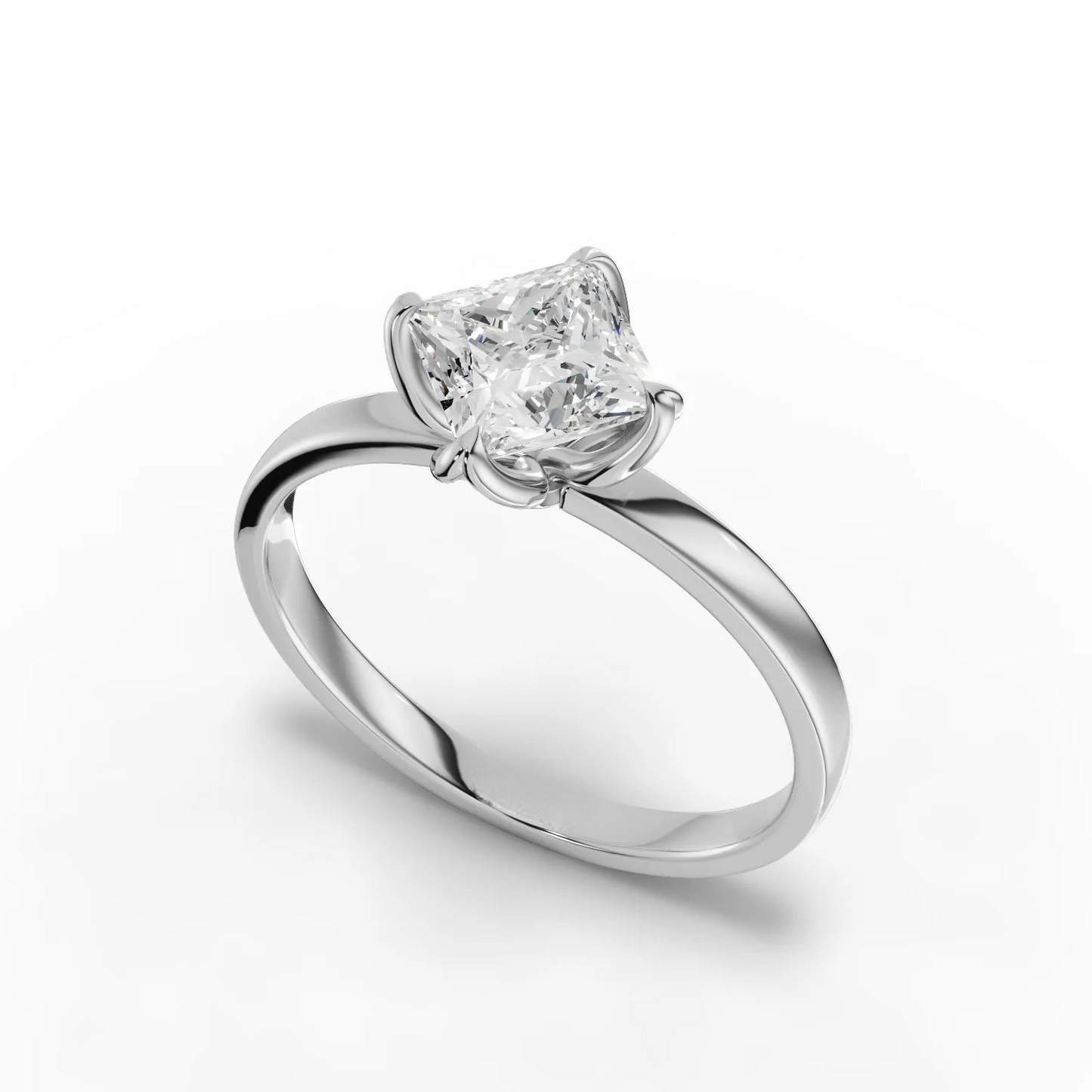 1 Carat Center Princess Cut Moissanite Diamond Engagement Ring