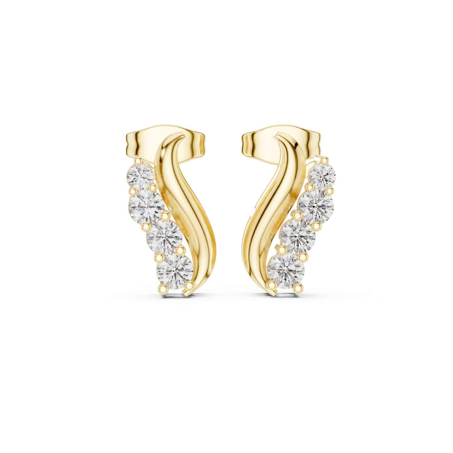 Radiant Wave Moissanite Diamond Stud Earrings