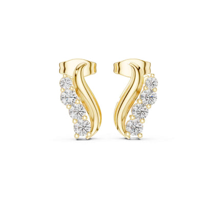 Radiant Wave Moissanite Diamond Stud Earrings