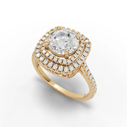 1.5 Carat Center Round Cut Moissanite Diamond Engagement Ring