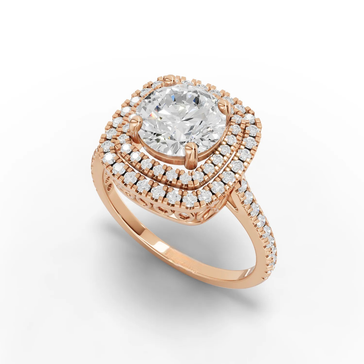 1.5 Carat Center Round Cut Moissanite Diamond Engagement Ring