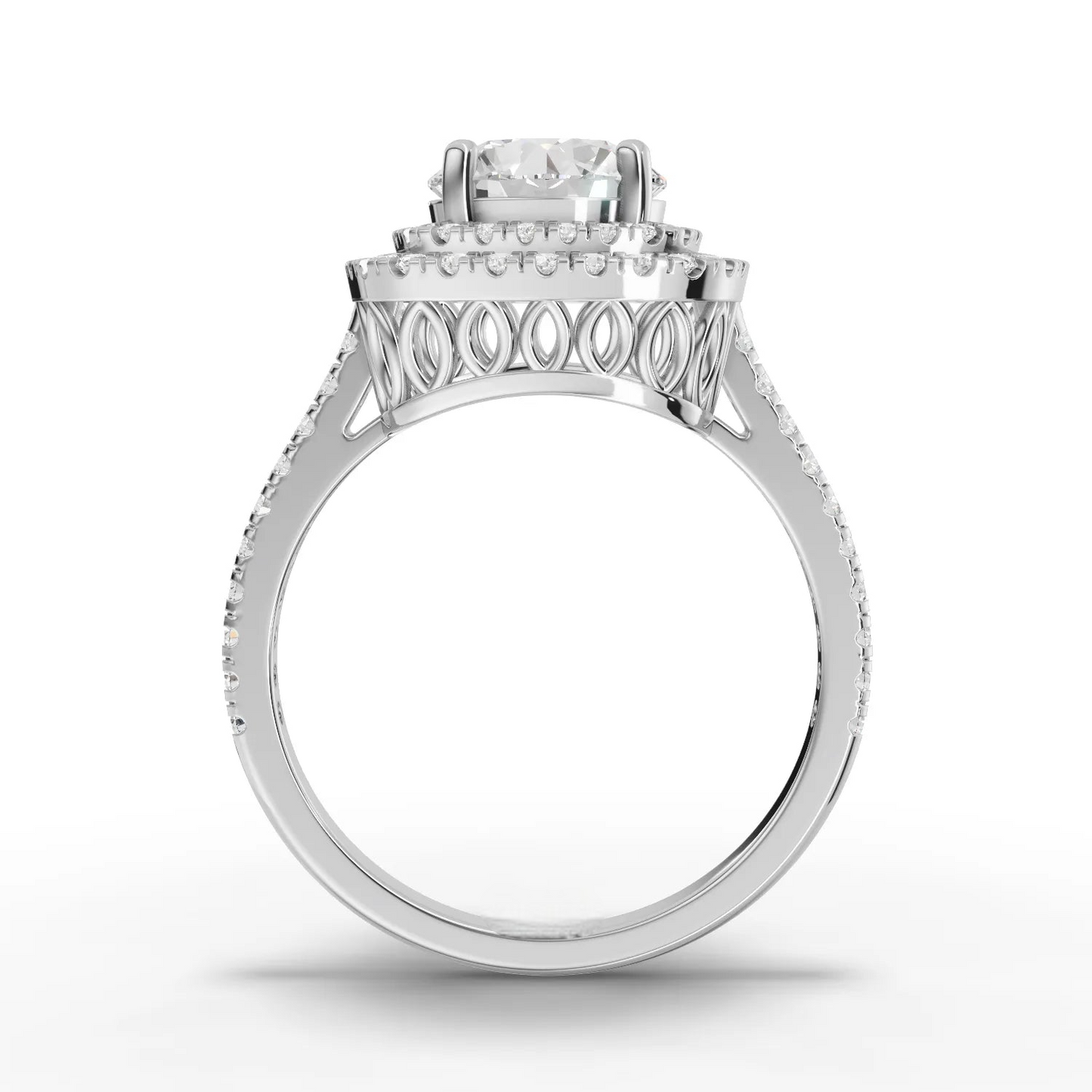 1.5 Carat Center Round Cut Moissanite Diamond Engagement Ring