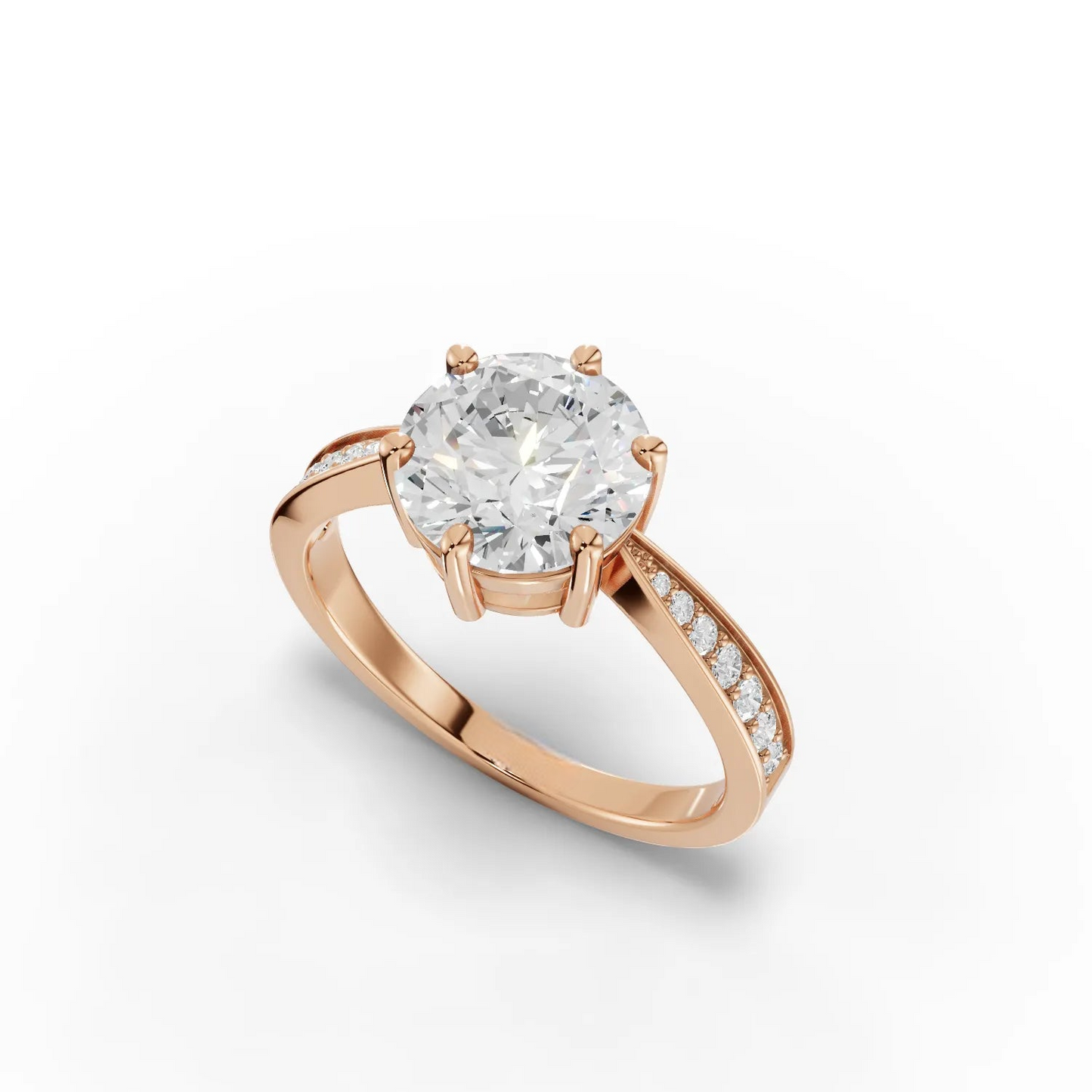2 Carat Center Round Cut Moissanite Diamond Engagement Ring