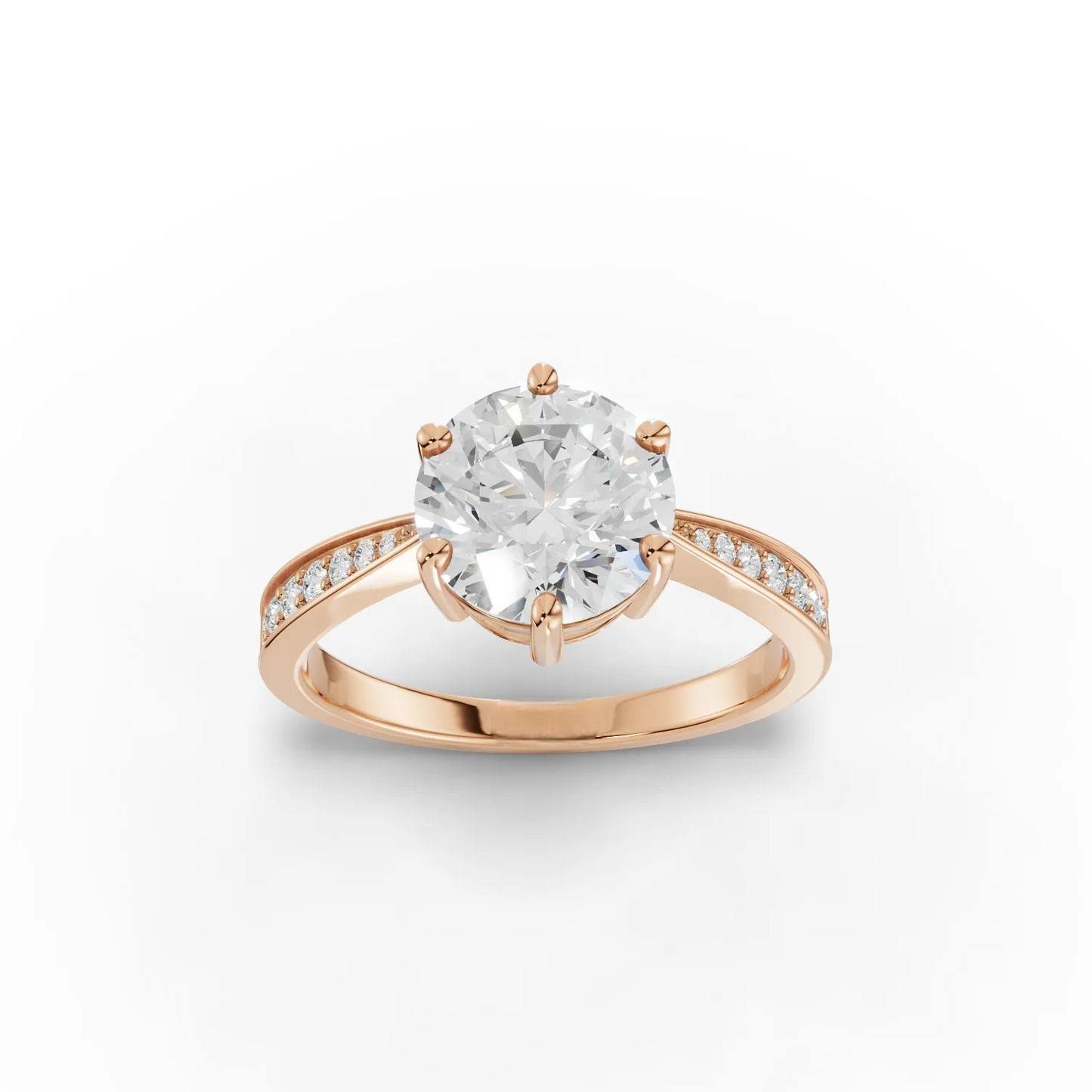 2 Carat Center Round Cut Moissanite Diamond Engagement Ring