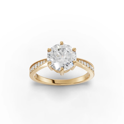2 Carat Center Round Cut Moissanite Diamond Engagement Ring