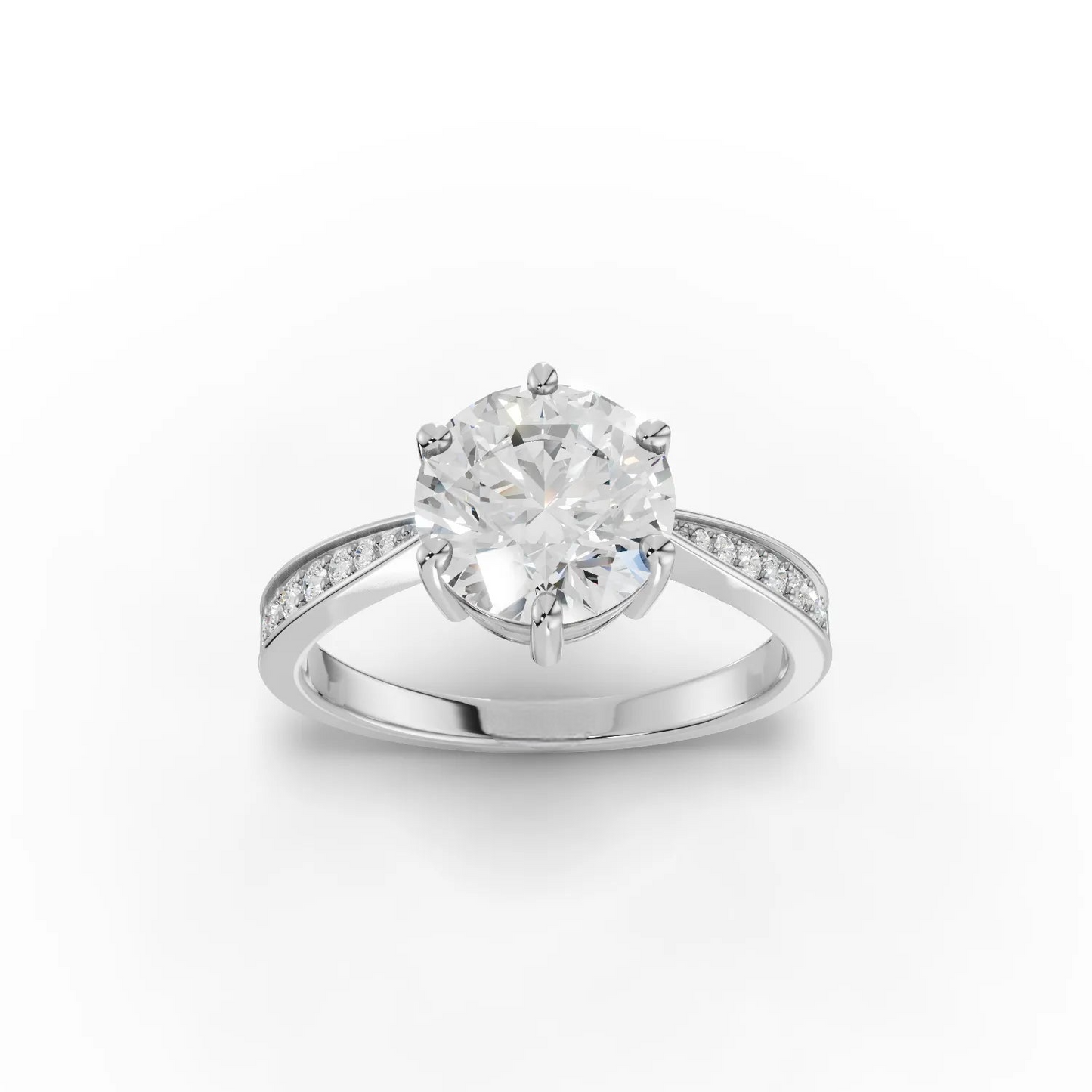 2 Carat Center Round Cut Moissanite Diamond Engagement Ring