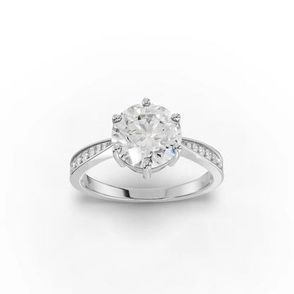 2 Carat Center Round Cut Moissanite Diamond Engagement Ring