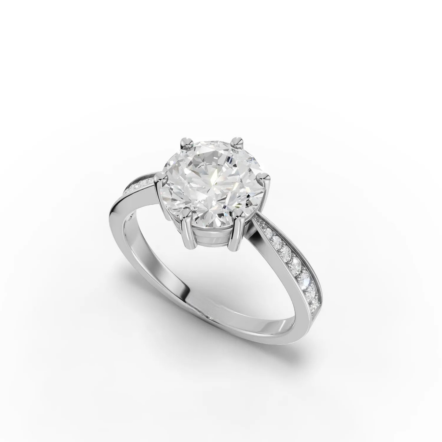 2 Carat Center Round Cut Moissanite Diamond Engagement Ring
