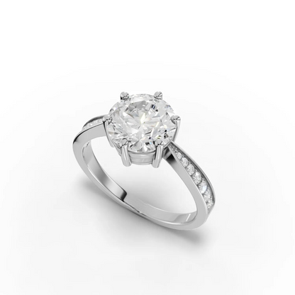 2 Carat Center Round Cut Moissanite Diamond Engagement Ring