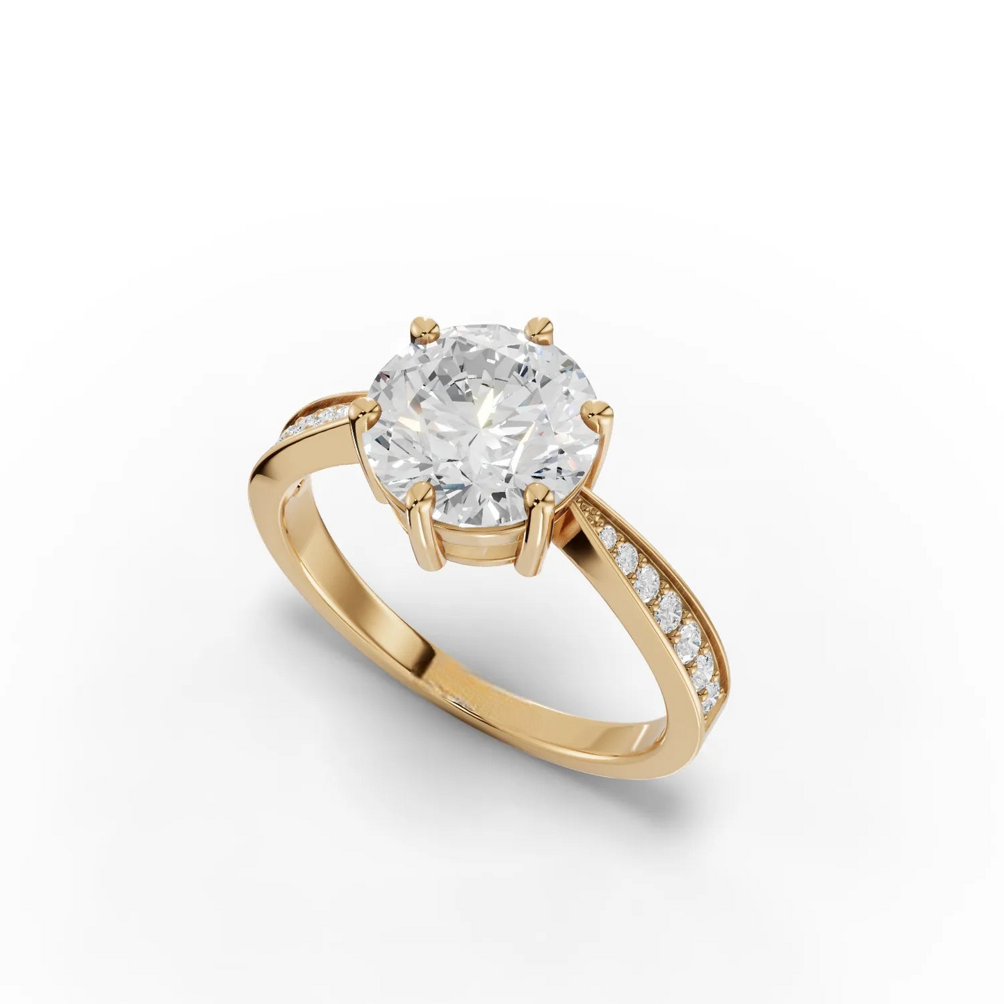 2 Carat Center Round Cut Moissanite Diamond Engagement Ring