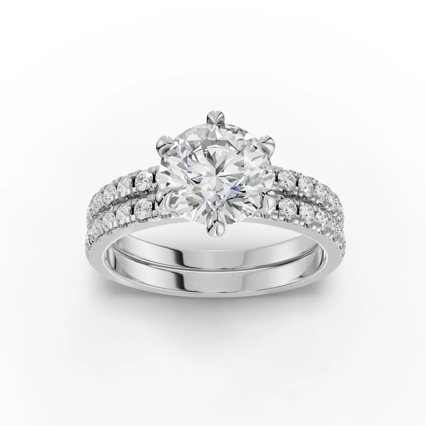 1.5 Carat Center Round Cut Moissanite Diamond Engagement Ring