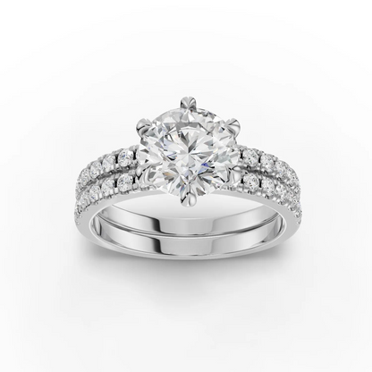 1.5 Carat Center Round Cut Moissanite Diamond Engagement Ring