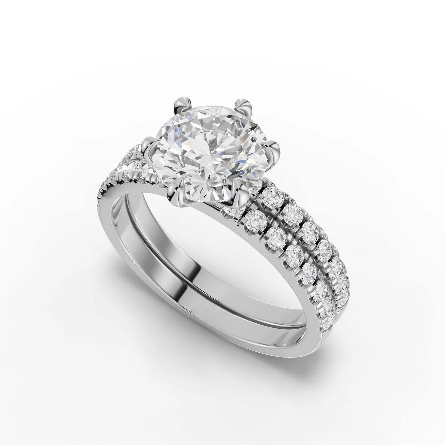 1.5 Carat Center Round Cut Moissanite Diamond Engagement Ring