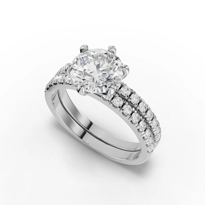 1.5 Carat Center Round Cut Moissanite Diamond Engagement Ring