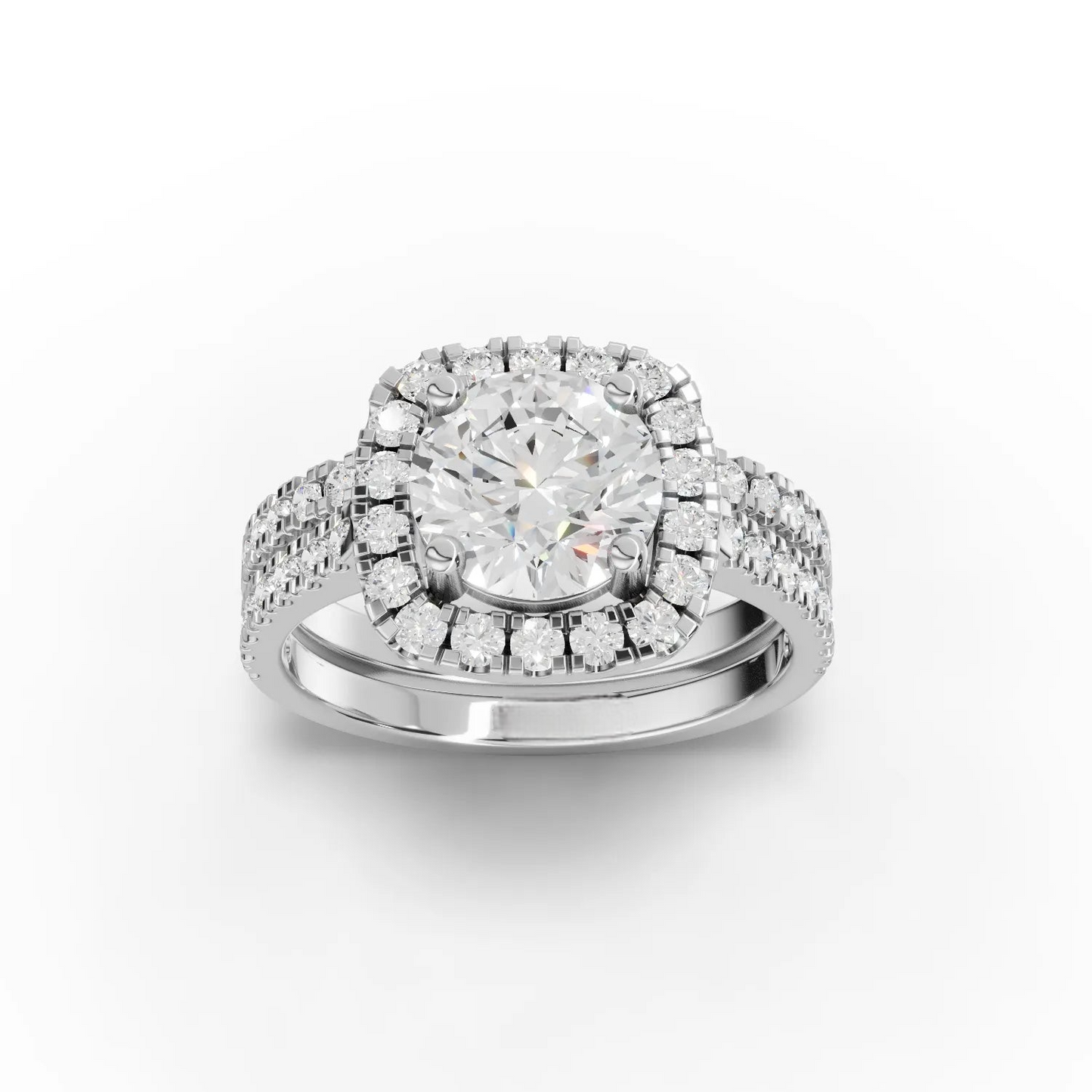 1.5 Carat Center Round Cut Moissanite Diamond Engagement Ring