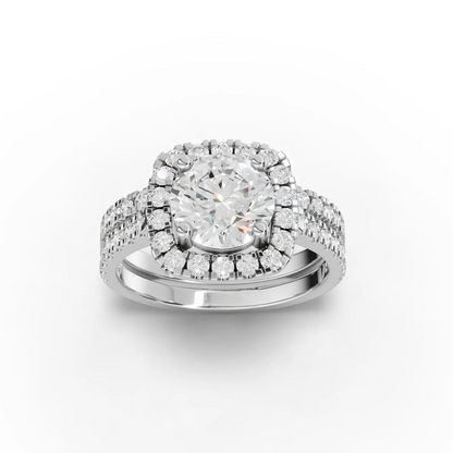 1.5 Carat Center Round Cut Moissanite Diamond Engagement Ring