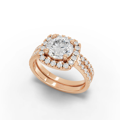 1.5 Carat Center Round Cut Moissanite Diamond Engagement Ring