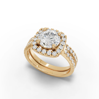 1.5 Carat Center Round Cut Moissanite Diamond Engagement Ring