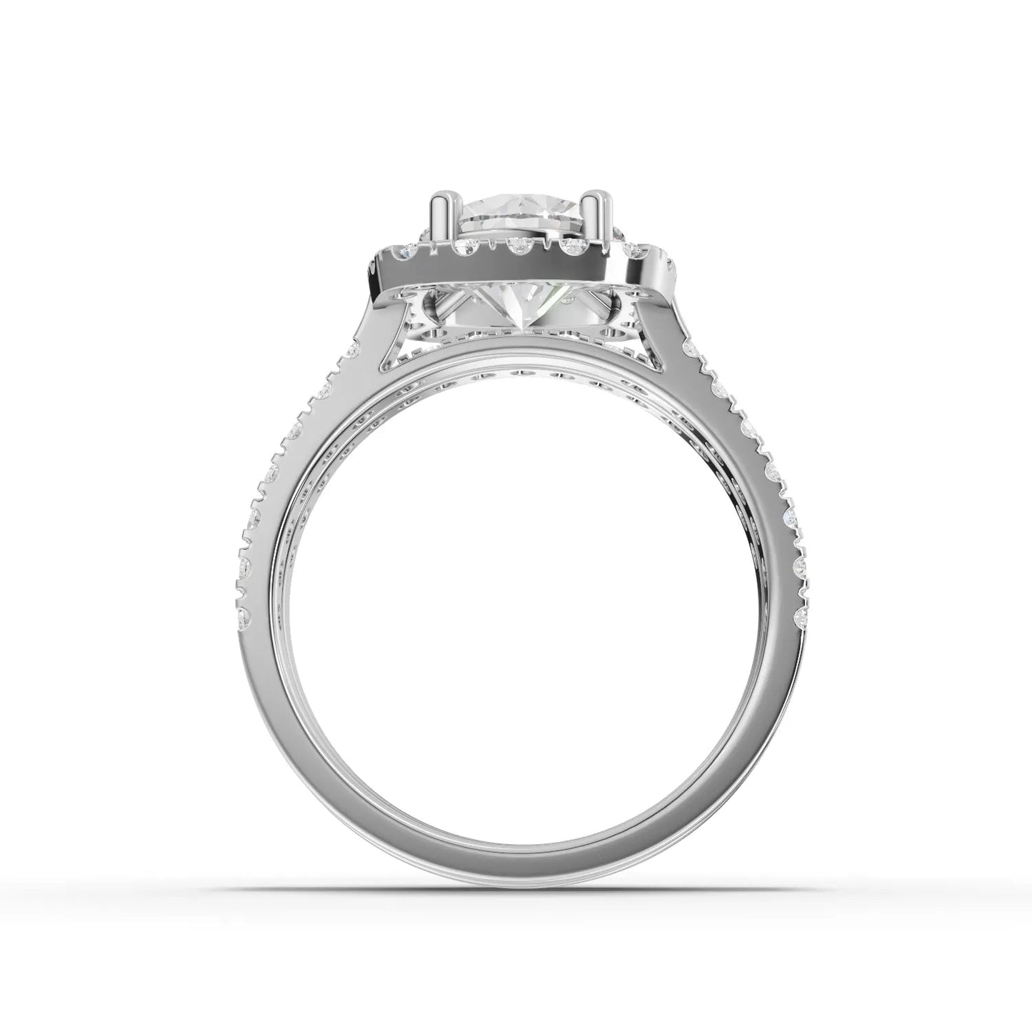 1.5 Carat Center Round Cut Moissanite Diamond Engagement Ring