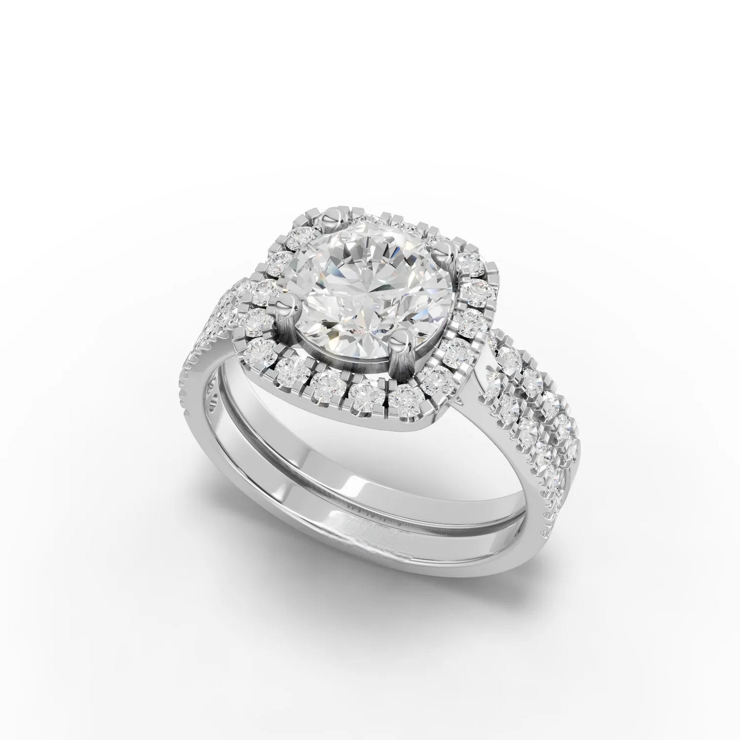 1.5 Carat Center Round Cut Moissanite Diamond Engagement Ring