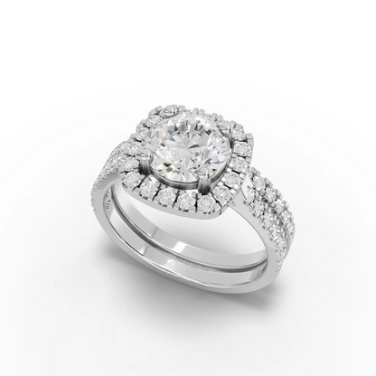 1.5 Carat Center Round Cut Moissanite Diamond Engagement Ring