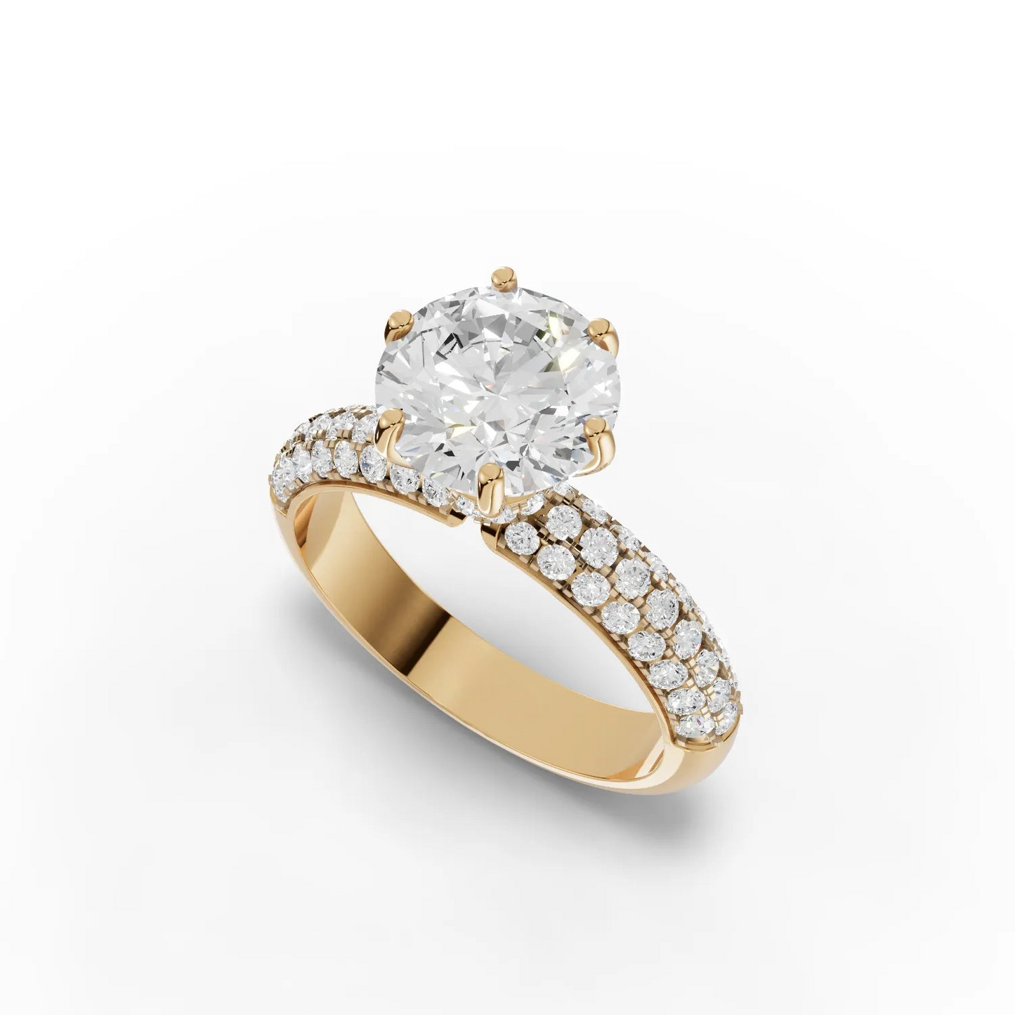 2 Carat Center Round Cut Moissanite Diamond Engagement Ring