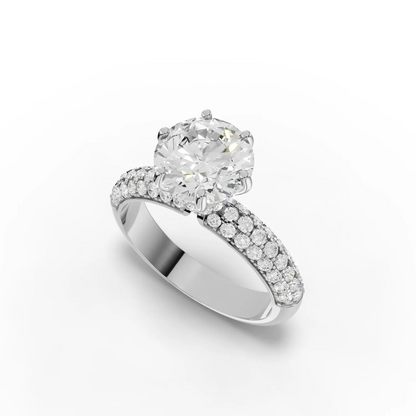 2 Carat Center Round Cut Moissanite Diamond Engagement Ring