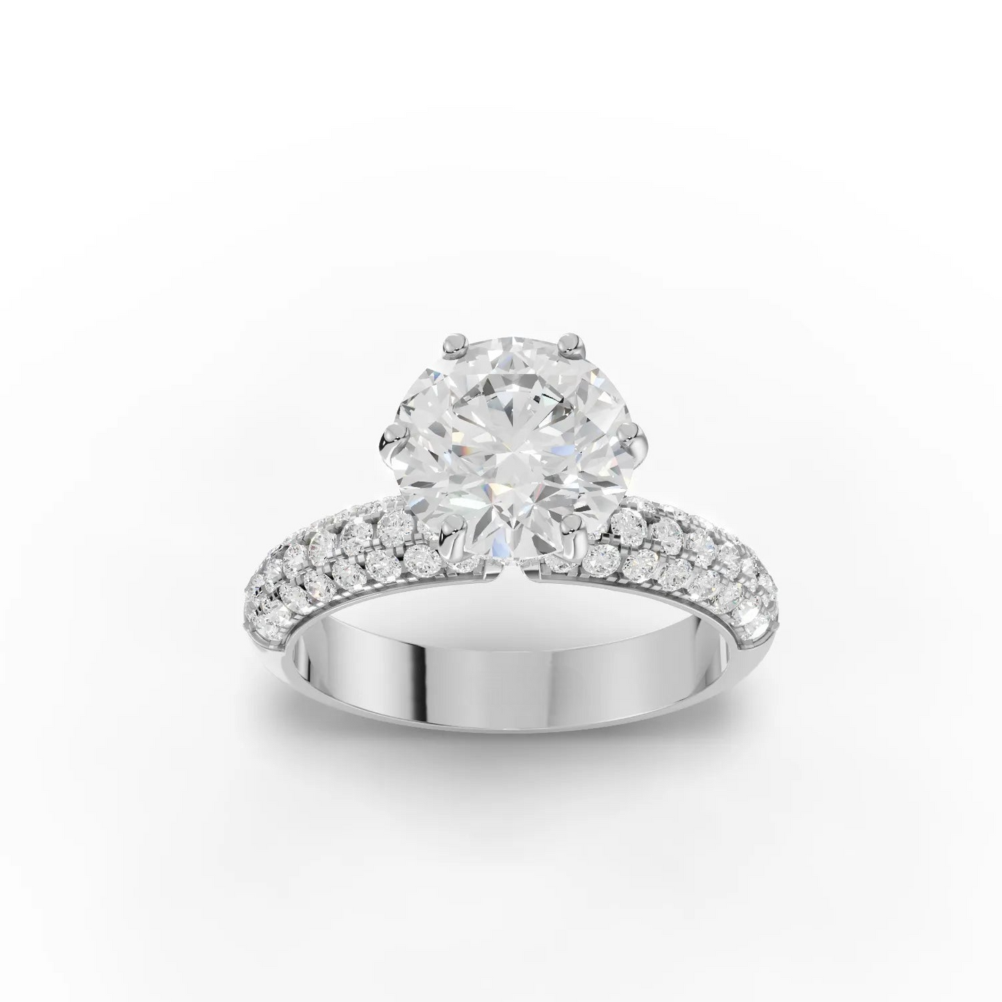 2 Carat Center Round Cut Moissanite Diamond Engagement Ring