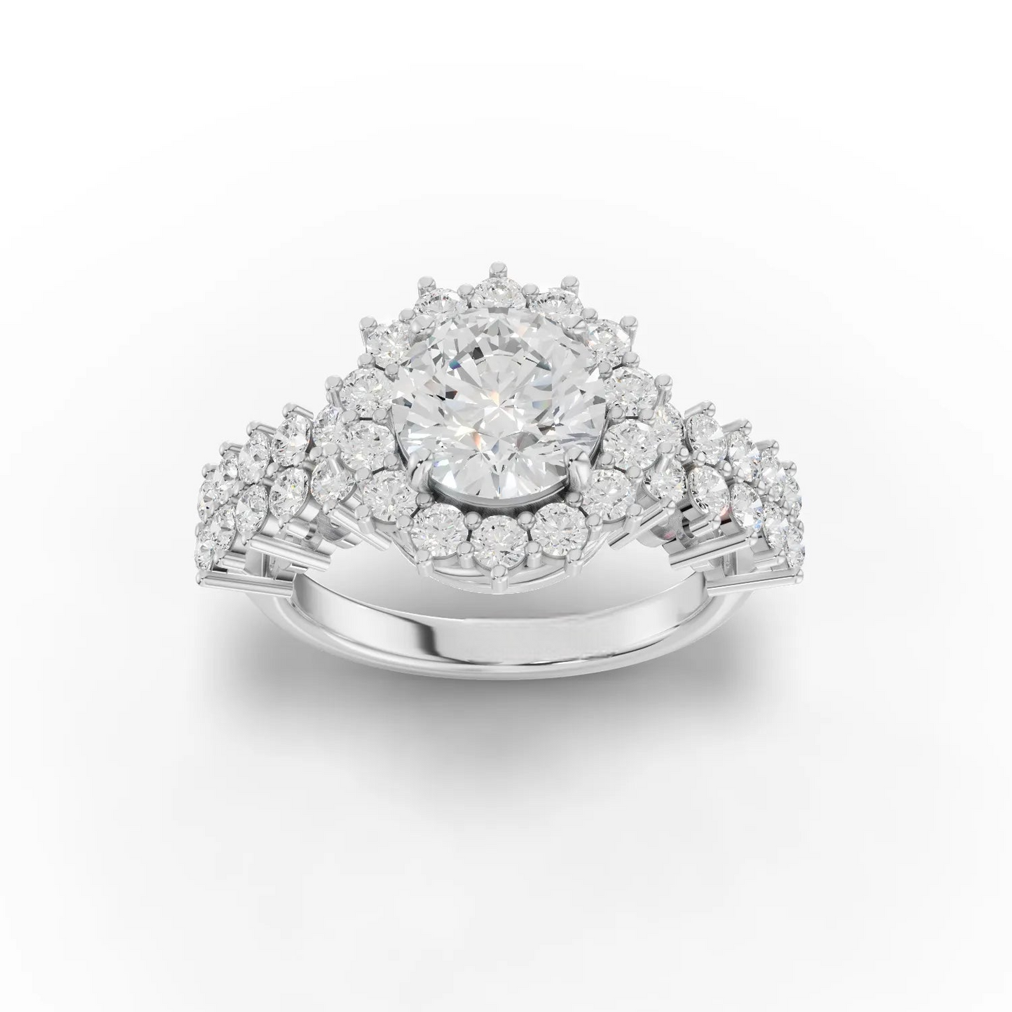 1.5 Carat Center Round Cut Moissanite Diamond Engagement Ring