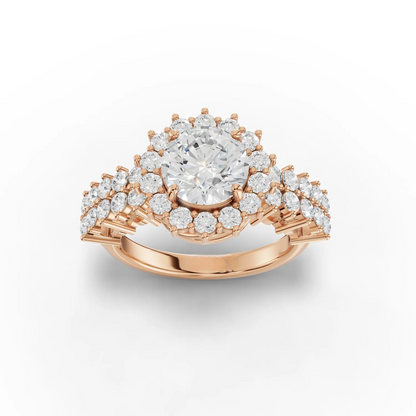 1.5 Carat Center Round Cut Moissanite Diamond Engagement Ring
