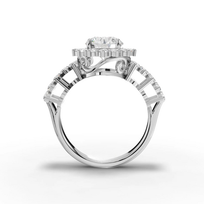 1.5 Carat Center Round Cut Moissanite Diamond Engagement Ring