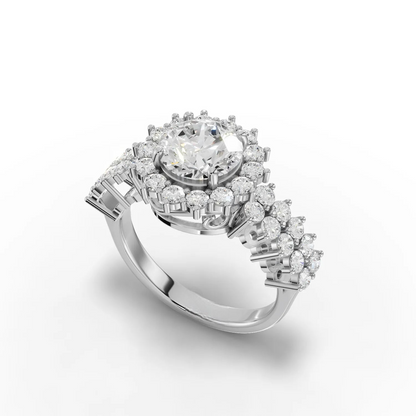 1.5 Carat Center Round Cut Moissanite Diamond Engagement Ring