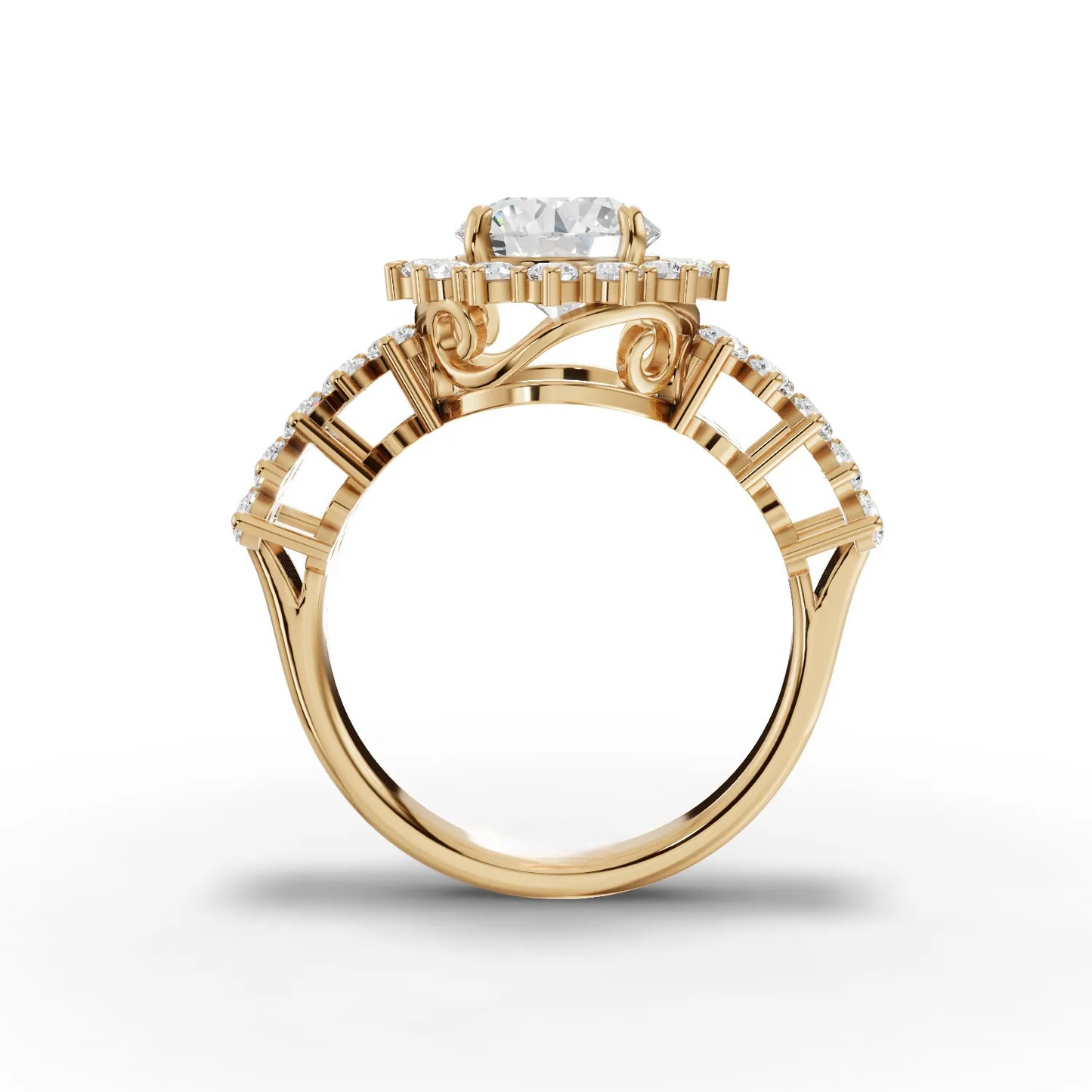 1.5 Carat Center Round Cut Moissanite Diamond Engagement Ring