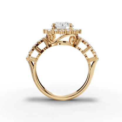 1.5 Carat Center Round Cut Moissanite Diamond Engagement Ring