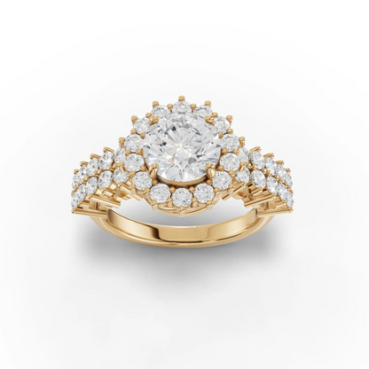 1.5 Carat Center Round Cut Moissanite Diamond Engagement Ring
