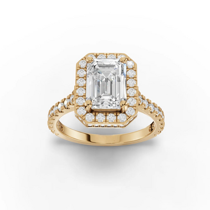 1.5 Carat Center Emerald Cut Moissanite Diamond Engagement Ring