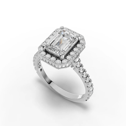 1.5 Carat Center Emerald Cut Moissanite Diamond Engagement Ring