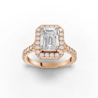 1.5 Carat Center Emerald Cut Moissanite Diamond Engagement Ring