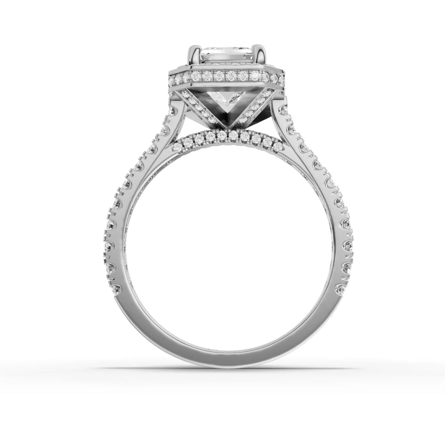 1.5 Carat Center Emerald Cut Moissanite Diamond Engagement Ring